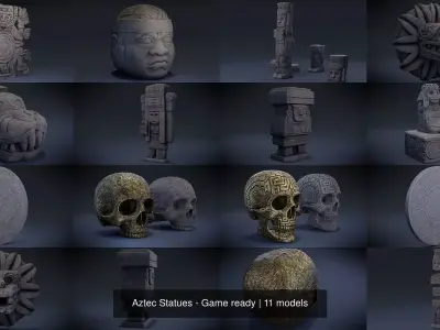 Aztec Statues - Game ready 3D Model Collection