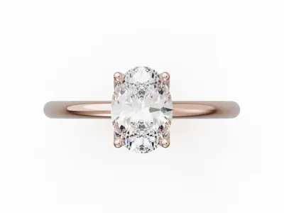 Oval solitarie ring ready for 3D print 3D print model