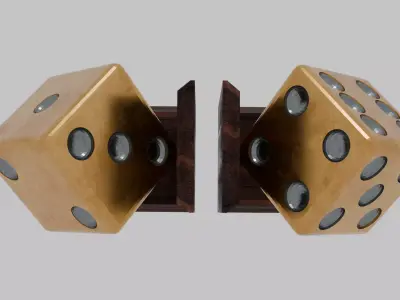 Giant Brass Dice Book Ends 3D model