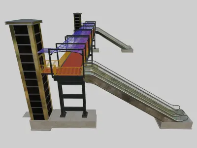 Steel Pedestrian Bridge-Elevator-Escalator-Straight Type-20 3D model