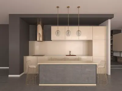 Kitchen modern with walls and counter tops Free 3D model