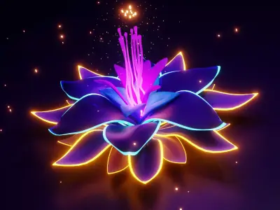 bioluminescent flower with beautiful animation Free low-poly 3D model