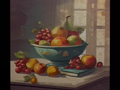 Fruit Bowl One Painting  Low-poly 3D model