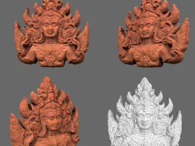 Low poly Asia Temple Decor - 231008 Low-poly 3D model