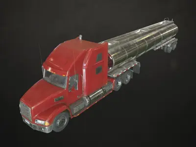 Semi Truck Tanker Low-poly 3D model