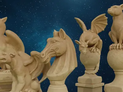 Sculptures Pack Low-poly 3D model