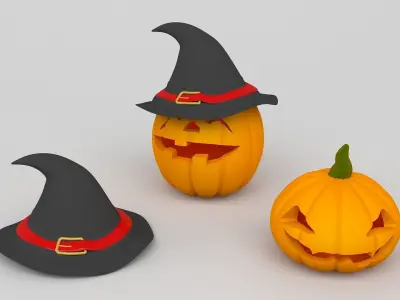 Halloween Set three pumpkins 3D model