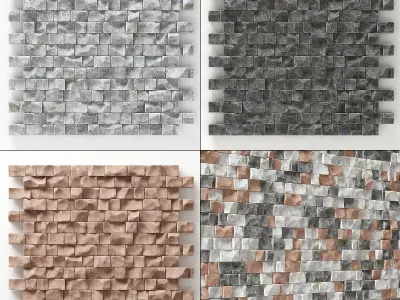 Wall brick rock decoration n1  3D model