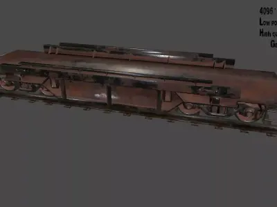 Train old rusty car Low-poly 3D model
