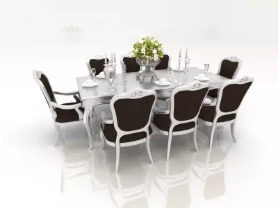 table dining and chairs 3D model