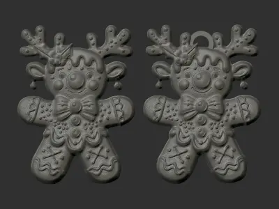 christmas deer horn cookie decor  3D print model