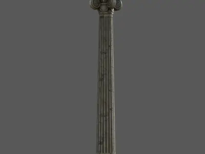 Low Poly Ionic Column 45 Angle   Low-poly 3D model