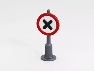 No parking Sign Board Low-poly 3D model