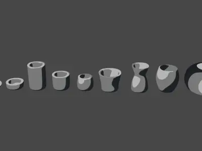 Modern rounded crockery vases Base Collection Low-poly 3D model