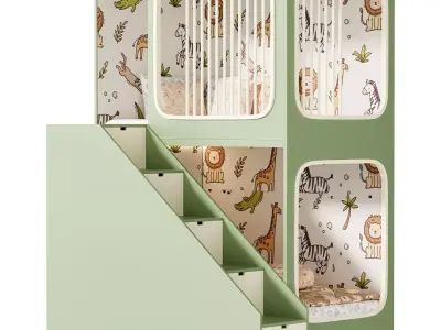 Bunk bed for kids 5 3D model