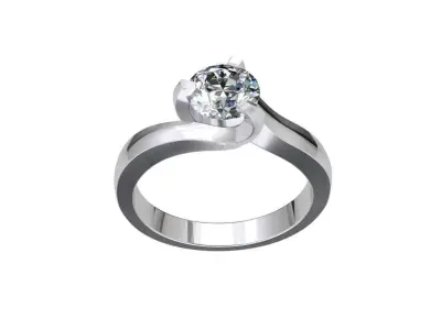 Engagement Ring Solitaire Diamond Ring STL CAD File-CC96 3D print model