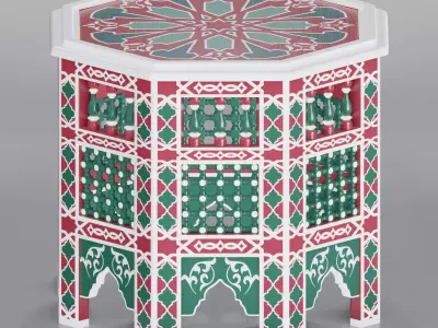 Moroccan octagonal side table 05 3D model