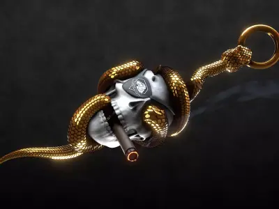 Solid snake skull Charm sculpt 3d printable  3D print model