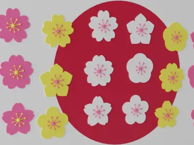 Cartoon Cherry Blossom Flower Sakura 1 3D model