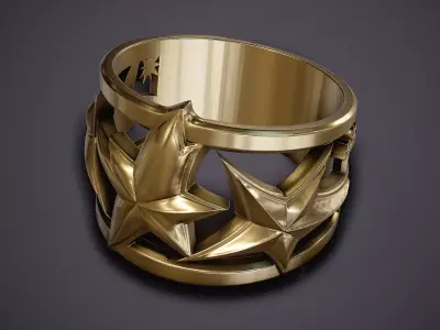 Star Motif Gold Ring  3D print model