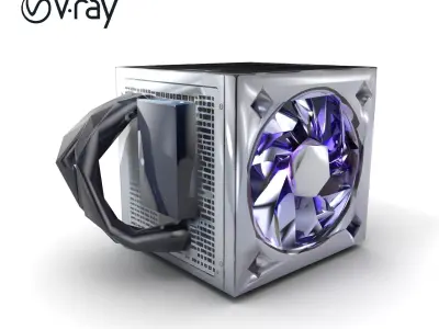 Modular Power Supply Unit with Cosmic Purple Lighting model pack Low-poly 3D model