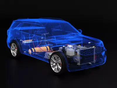FWD Hydrogen Fuel Cell Car Chassis X-Ray 3D model