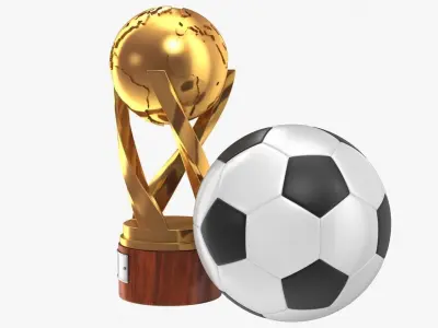 Gold Cup and Soccer Ball Low-poly 3D model