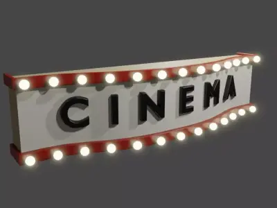 Cinema Facade - Front - Sign Low-poly 3D model