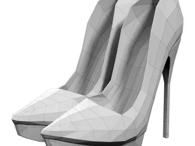 Heels Woman Shoes Low-poly 3D model