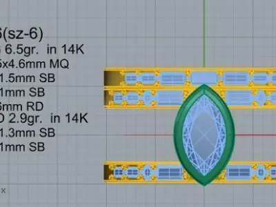 Marquise Bezel Ring With Band 2597 3D print model