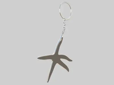 starfish keychain silver 3D model