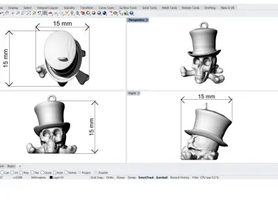 Hooded Skull Gold Pendant Jewelry 3D print model