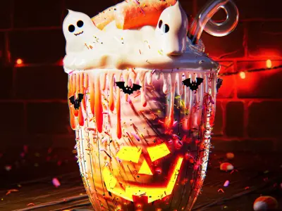 Luxy Boo Milkshake  A sweet bite of spooky luxury  Low-poly 3D model