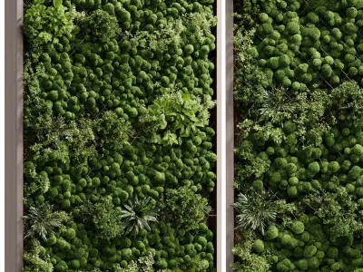 Vertical plant and moss garden wall decor box  wooden garden 109 3D model