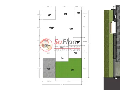 House 10x19m code 474- Sketchup 3D model 3D model 3D model