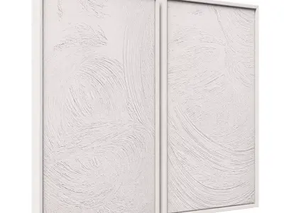 3D Texture White Wall Decor 3D model