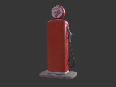 Retro Gas Pump Low-poly 3D model