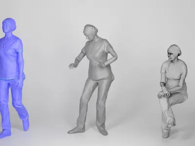 Animated surgical doctor female walking working sitting 137 Low-poly 3D model