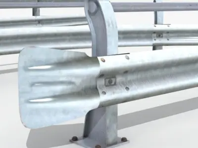 3 Guardrails four metal railings 3D model