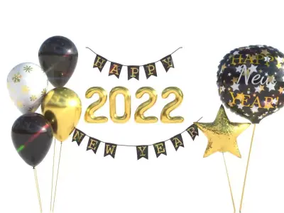 BALLOONS HAPPY NEW YEAR 3D model