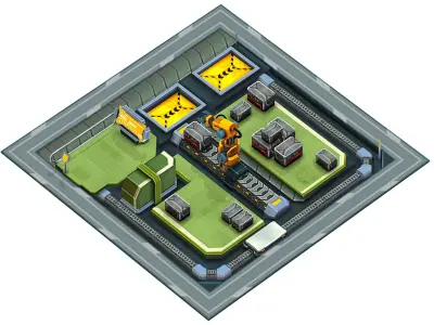 isometrical WareHouse platform upgrade 01 Low-poly 3D model