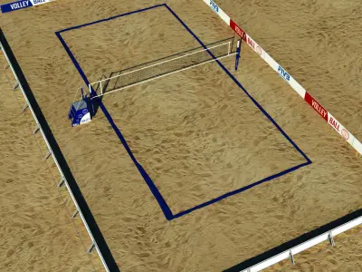 Beach volleyball court low poly Low-poly 3D model