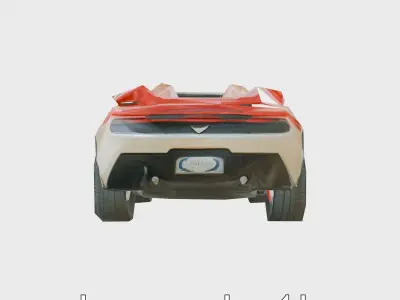 Futuristic Convertible Car Model with Aerodynamic Design Low-poly 3D model