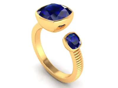 Ring M183 The luxury female ring with gems Cushion Square 3D print model