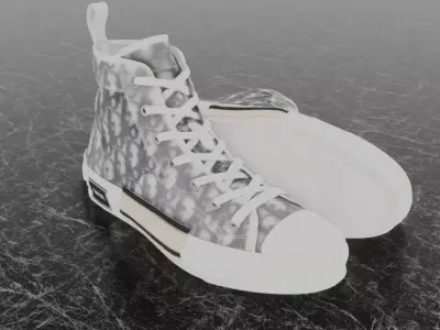 DIOR B23 HIGH TOP CANVAS OBLIQUE 3D SHOES SNEAKERS 3D model
