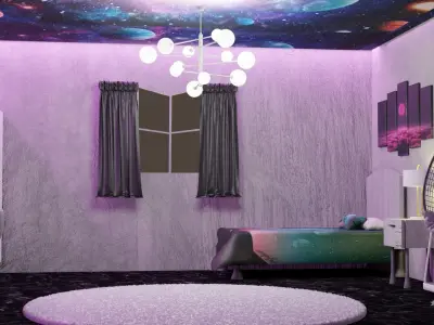 Teenager modern room Free 3D model