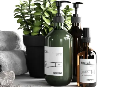 Bathroom decorative set with salt 3D model