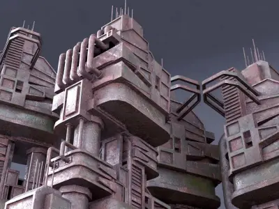 Sci-Fi low poly machinery game ready asset Low-poly 3D model