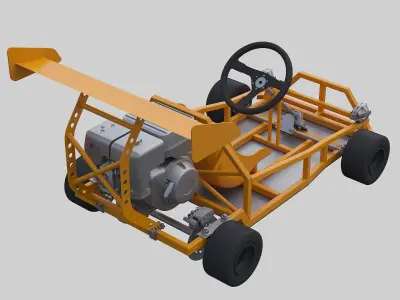 Engine-powered go-kart 3D model