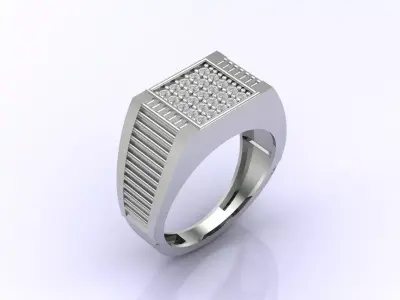 Print Ready STL 3DM  Gents Rings Diamond Men Ring  3D print model 2